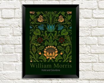 WILLIAM MORRIS ART PRINT : Violet et Columbine Design Artwork - 5 x 7"