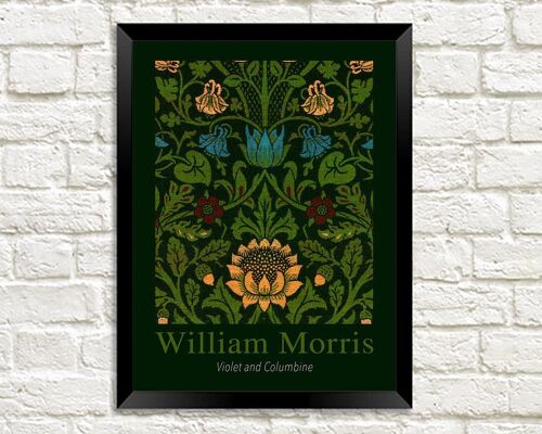 WILLIAM MORRIS ART PRINT: Violet and Columbine Design Artwork - A4