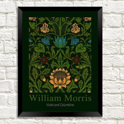 WILLIAM MORRIS ART PRINT: Violet e Columbine Design Artwork - A4