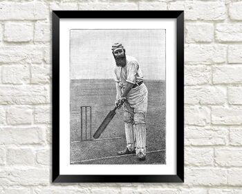 W.G. GRACE PRINT : Illustration d'art de cricket vintage - A5