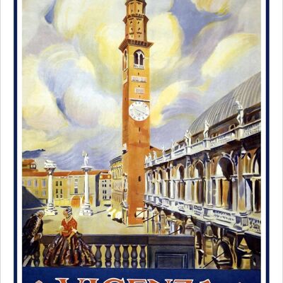 CARTEL DE VIAJE DE VICENZA: Impresión de turismo de Italia vintage - 16 x 24"