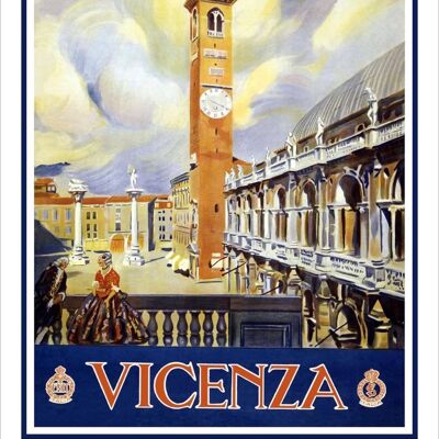 CARTEL DE VIAJE DE VICENZA: Impresión de turismo de Italia vintage - 16 x 24"