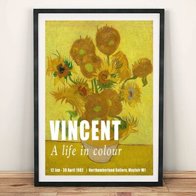 VAN GOGH POSTER: Vincent Sunflowers Gallery Exhibition Print - A4