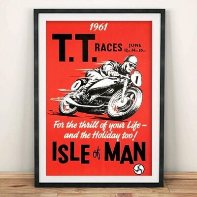 POSTER DELLA GARA TT: Annuncio della gara ciclistica vintage dell'isola di Mann - 7 x 5"