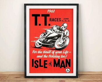 AFFICHE DE COURSE TT : Annonce de course de vélo Vintage Isle of Mann - 7 x 5"