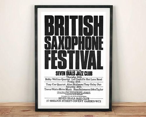 SAXOPHONE POSTER: British Jazz Festival Print - 24 x 36"