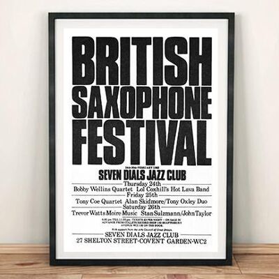 SAXOPHONE POSTER: British Jazz Festival Print - 24 x 36"