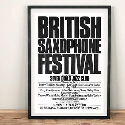CARTEL DE SAXOFÓN: Impresión del Festival de Jazz Británico - 24 x 36"