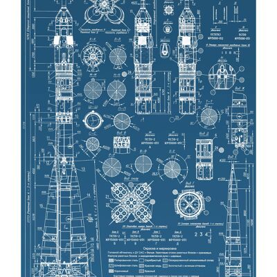 Poster 50x70 Soyuz Blueprint