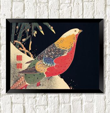 IMPRESSION D'ART DE FAISAN : Illustration d'oiseau japonais vintage - A4