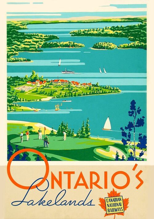 ONTARIO'S LAKES POSTER: Vintage Canadian Travel Advert - 7 x 5"