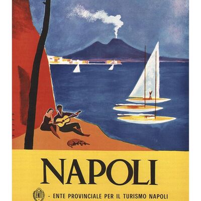 CARTEL DE VIAJE DE NÁPOLES: Impresión de turismo italiano vintage - 24 x 36"