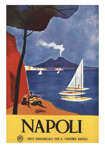 NAPLES TRAVEL POSTER : Impression de tourisme italien vintage - 16 x 24"