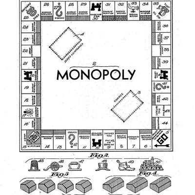 GAME PATENT PRINT: Board Game Blueprint Artwork - 16 x 24" - White