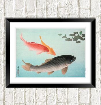 KOI CARP PRINT : Illustration de poisson japonais vintage - A4