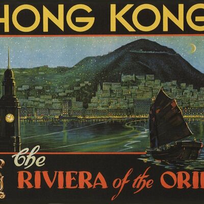 HONG KONG POSTER: Stampa vintage Riviera d'Oriente - 7 x 5"