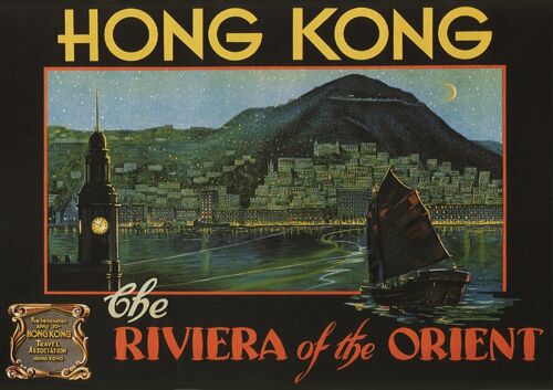 HONG KONG POSTER: Vintage Riviera of the Orient Print - A3