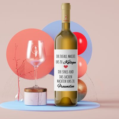 Pour les collègues préférés | étiquette de bouteille | Portrait | 12x9cm | autocollant | Netti Li Jae® | cadeau de vin unique