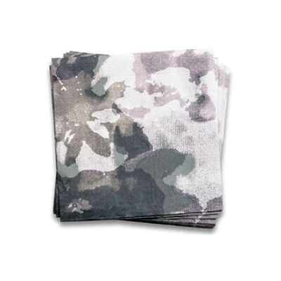 Serviettes papier Camouflage - Gris-Vert