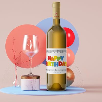 HAPPY BIRTHDAY con righi e testi di Happy Birthday| Etichetta della bottiglia di compleanno | Ritratto | 9 x 12 cm | Netti Jae®