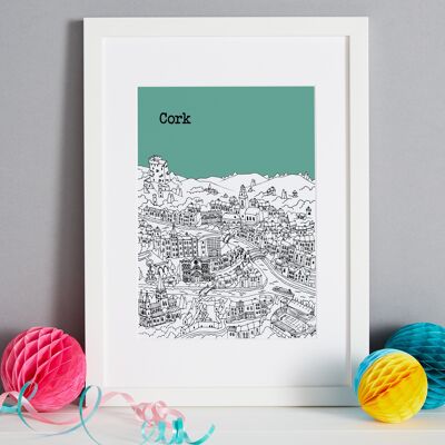 Personalised Cork Print - A4 (21x30cm) - Black Frame (A4 size will be framed with a white mount | A3 size will fill the frame) - 2 - Blush