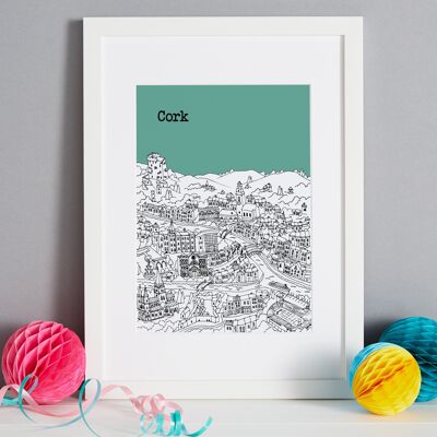 Personalised Cork Print - A4 (21x30cm) - Natural Oak Frame (A4 size will be framed with a white mount | A3 size will fill the frame) - 10 - Sage