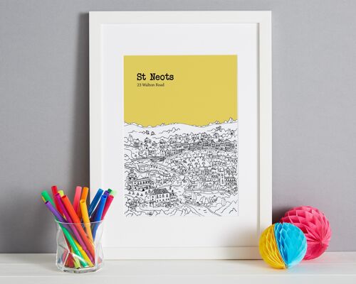 Personalised St Neots Print - A4 (21x30cm) - Unframed - 9 - Yellow