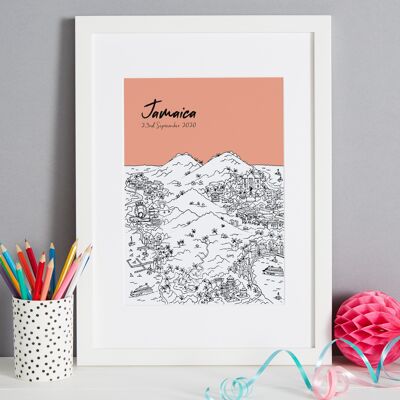 Stampa Giamaica personalizzata - A4 (21x30 cm) - Cornice nera (il formato A4 sarà incorniciato con un supporto bianco | Il formato A3 riempirà la cornice) - 8 - Azzurro