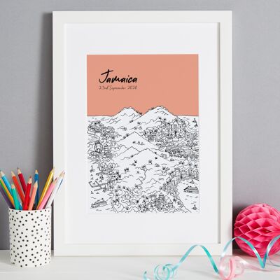 Personalised Jamaica Print - A3 (30x42cm) - Unframed - 12 - Turquoise