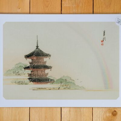Póster A3 Pagoda y arco iris