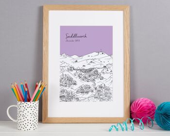 Impression personnalisée de Saddleworth - A4 (21x30cm) - Cadre en chêne naturel (le format A4 sera encadré avec un passe-partout blanc | Le format A3 remplira le cadre) - 7 - Glace 5