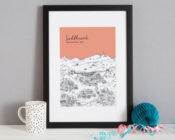 Impression personnalisée de Saddleworth - A3 (30x42cm) - Cadre en chêne naturel (le format A4 sera encadré avec une monture blanche | Le format A3 remplira le cadre) - 2 - Blush 4