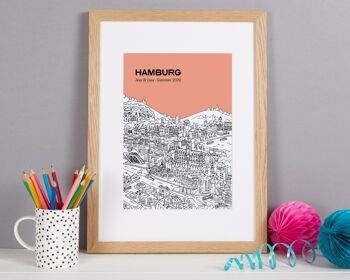 Affiche Hambourg personnalisée - A4 (21x30cm) - Sans cadre - 1 - Melon 4