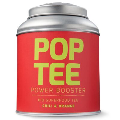 Power Booster, lata de chile y naranja