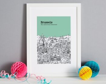 Affiche Bruxelles personnalisée - A4 (21x30cm) - Sans cadre - 10 - Sauge 1