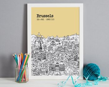 Affiche Bruxelles personnalisée - A3 (30x42cm) - Sans cadre - 8 - Bleu ciel 4
