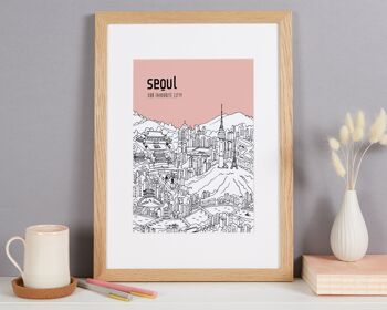 Affiche Séoul personnalisée - A4 (21x30cm) - Sans cadre - 8 - Bleu ciel 5