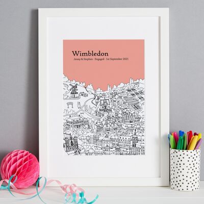 Personalised Wimbledon Print - A4 (21x30cm) - Unframed - 12 - Turquoise