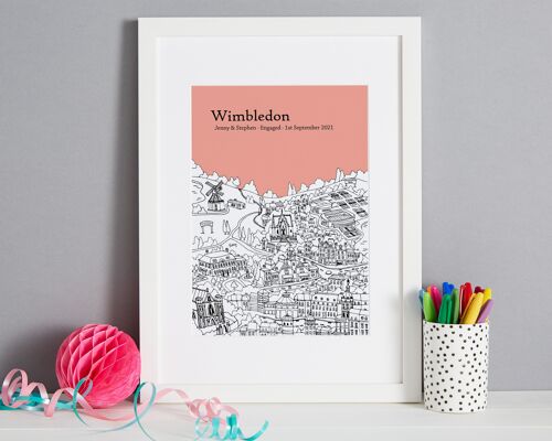Personalised Wimbledon Print - A4 (21x30cm) - Black Frame (A4 size will be framed with a white mount | A3 size will fill the frame) - 2 - Blush