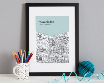 Impression Wimbledon personnalisée - A4 (21x30cm) - Cadre noir (le format A4 sera encadré avec un passe-partout blanc | Le format A3 remplira le cadre) - 7 - Glace 5