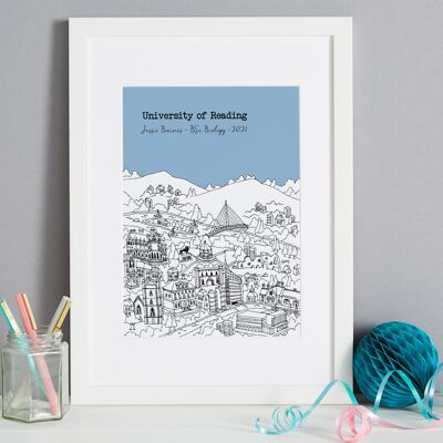 Personalised Reading Graduation Gift - A4 (21x30cm) - White Frame (A4 size will be framed with a white mount | A3 size will fill the frame) - 1 - Melon