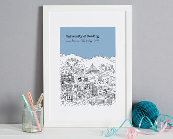 Cadeau de Graduation de Lecture Personnalisé - A4 (21x30cm) - Cadre Blanc (Le format A4 sera encadré avec un passe-partout blanc | Le format A3 remplira le cadre) - 8 - Bleu Ciel 1