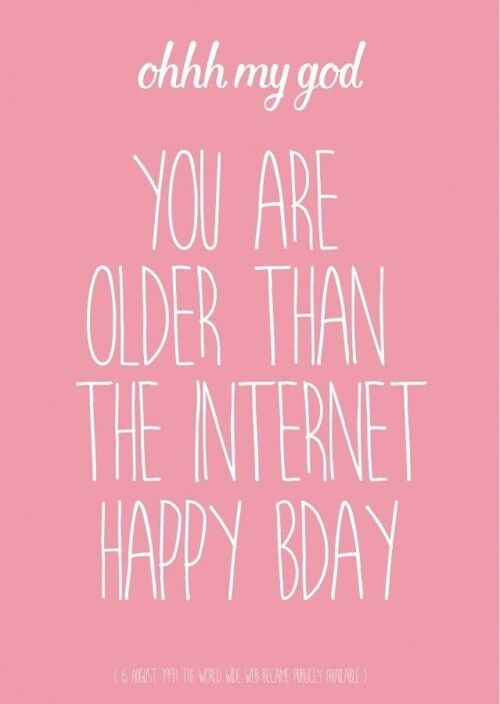 Postcard You are older than the internet pink