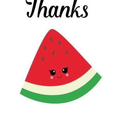 Postkarte bedankt sich mit einer Melonen-Dankeschön-Karte
