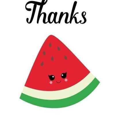 Postkarte bedankt sich mit einer Melonen-Dankeschön-Karte