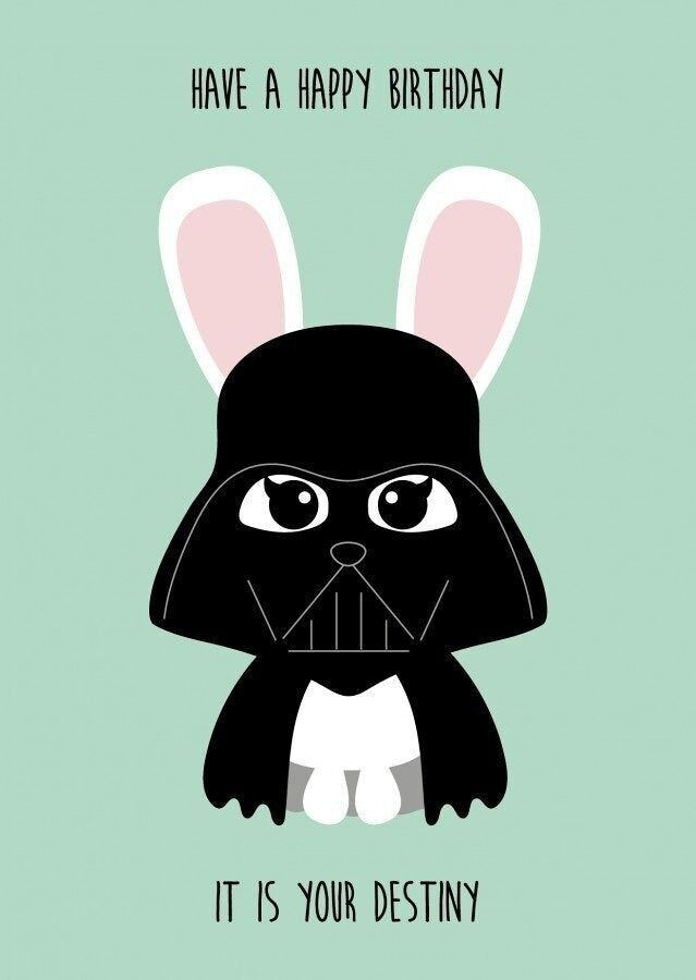 Postkarte Darth Hase Star Wars Geburtstagskarte
