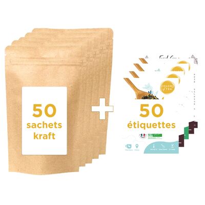 50 sachets + 50 étiquettes pour servir vos clients