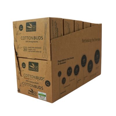 Box of 12 boxes of bamboo cotton swabs