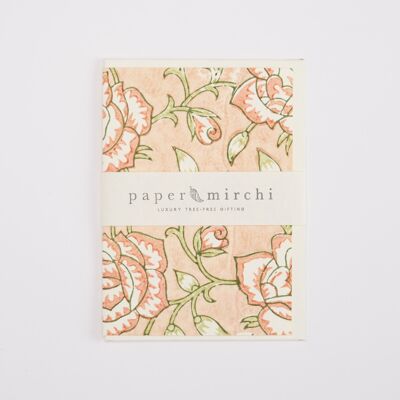 Hand Block Printed Greeting Card - GC Jaipur Rose Papaya