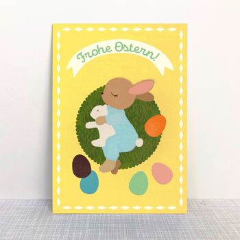 Carte postale "Joyeuses Pâques" lapin snooze 1